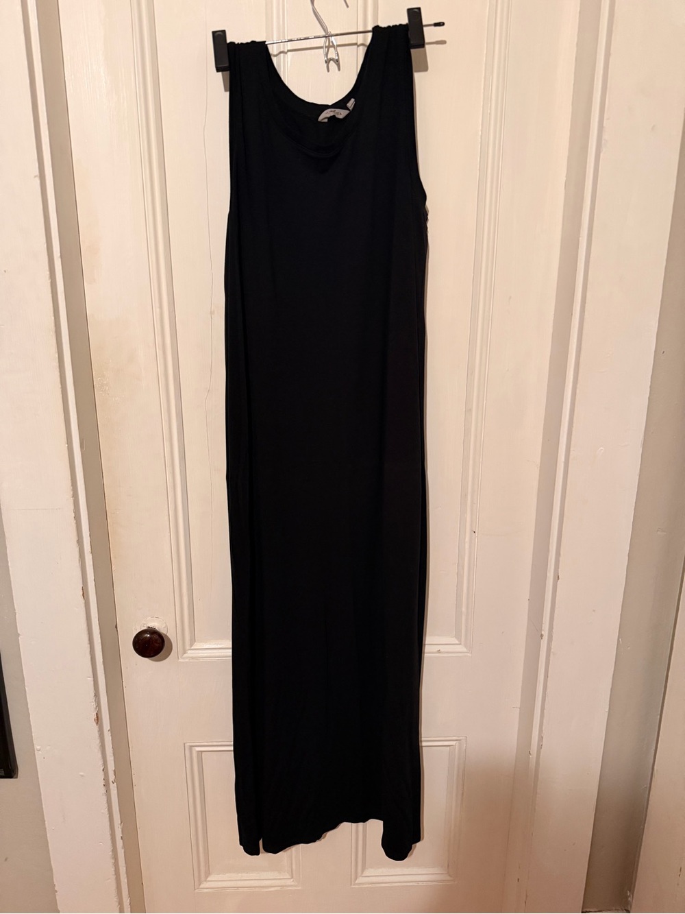 Athleta Black Sleeveless Maxi Dress - side slit with mini XLT